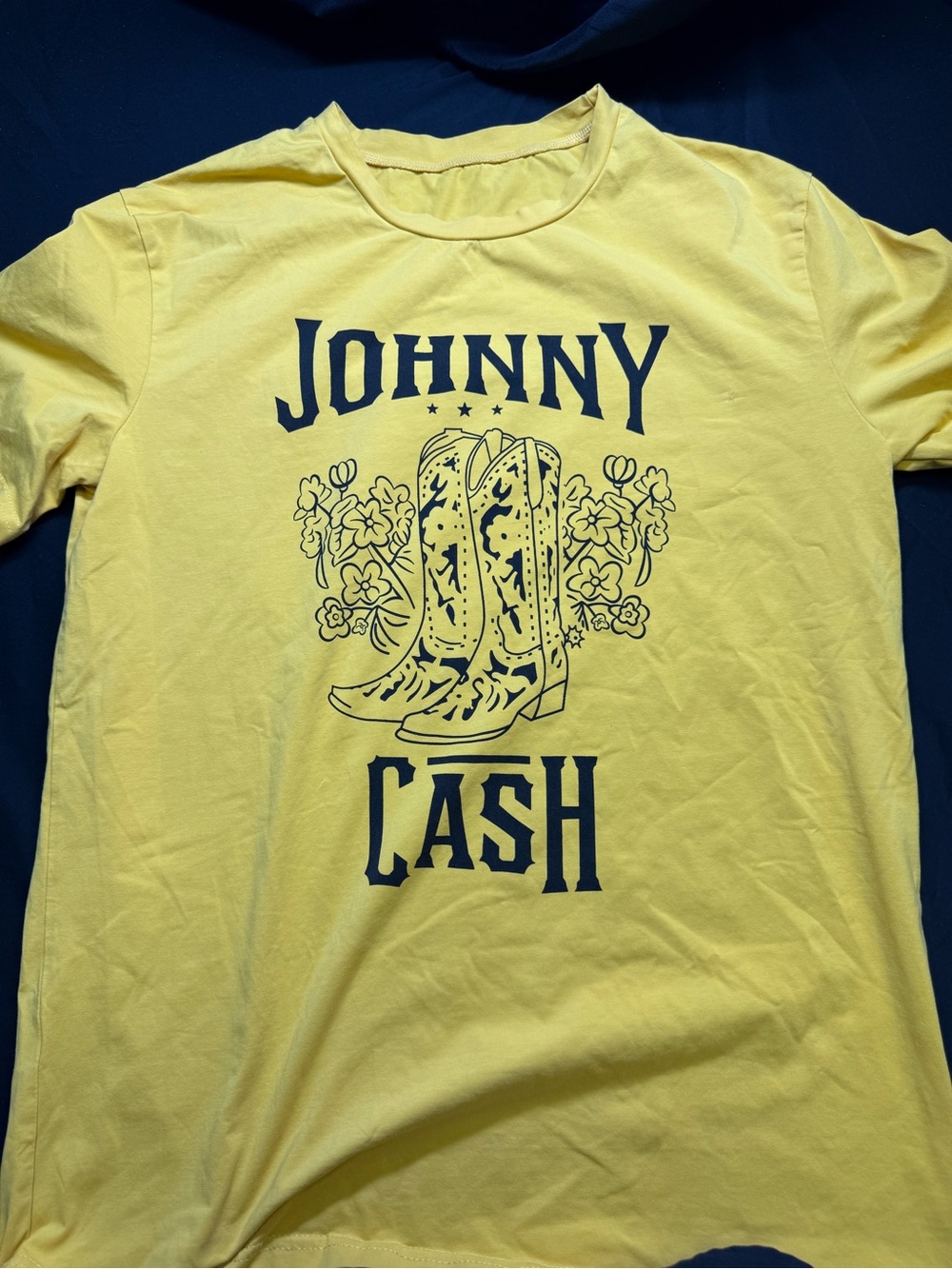 Johnny Cash Graphic Short Sleeve Tee - Yellow (XL)